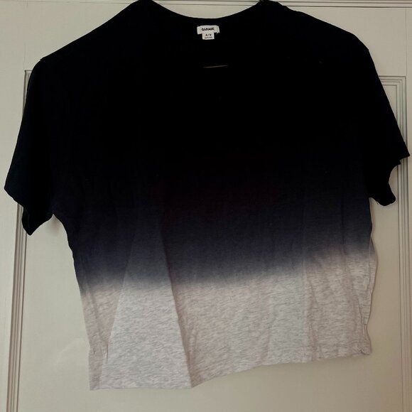Garage Navy Blue to Grey Ombre Cropped Shirt - Picture 1 of 3